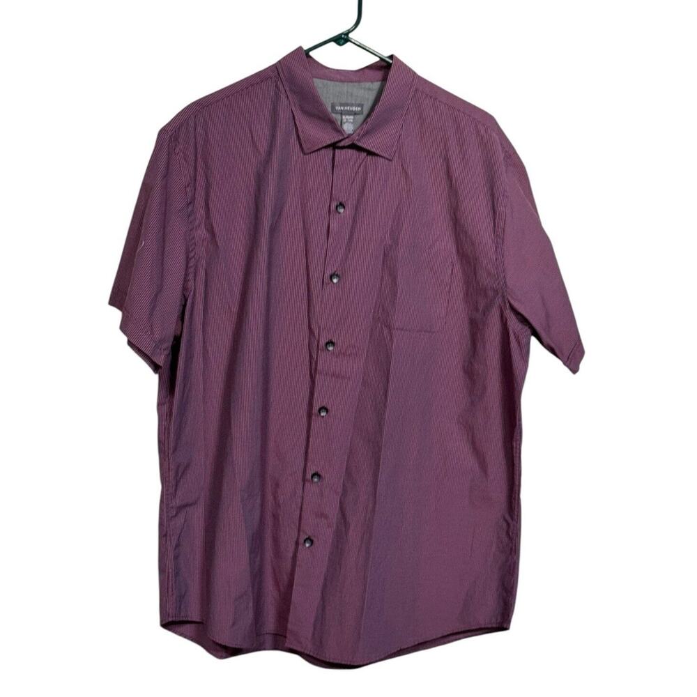 Van Heusen XL Men’s Short Sleeve Button Down Shirt Neck 17-17.5 Office Career